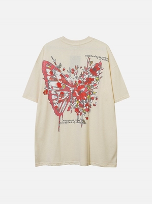 T Shirts Aelfric Eden Butterfly Sakura Graphique Tee Abricot | WZV-68630507